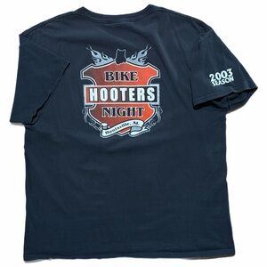 Vintage Hooters Bike Night Shirt Mens XL Black Huntsville 20th Anniversary 2000s